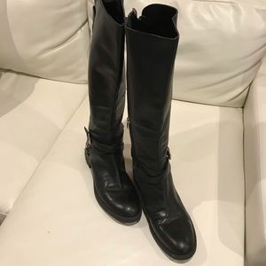 Enzo Angiolini Sandino Black Leather Riding Boots
